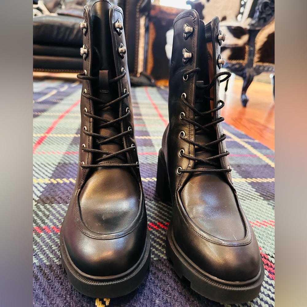 J Crew Black Lug Sole Boots Size 8
